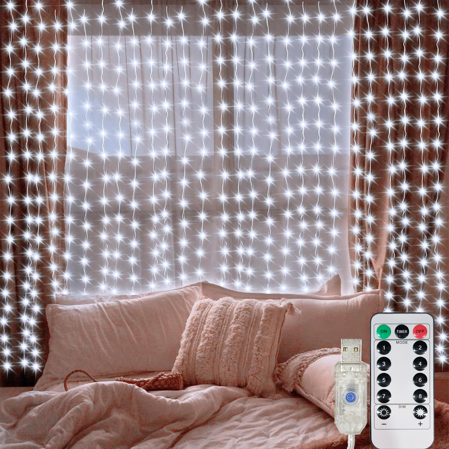 String Curtain Light - USB LED Curtain String Lights with