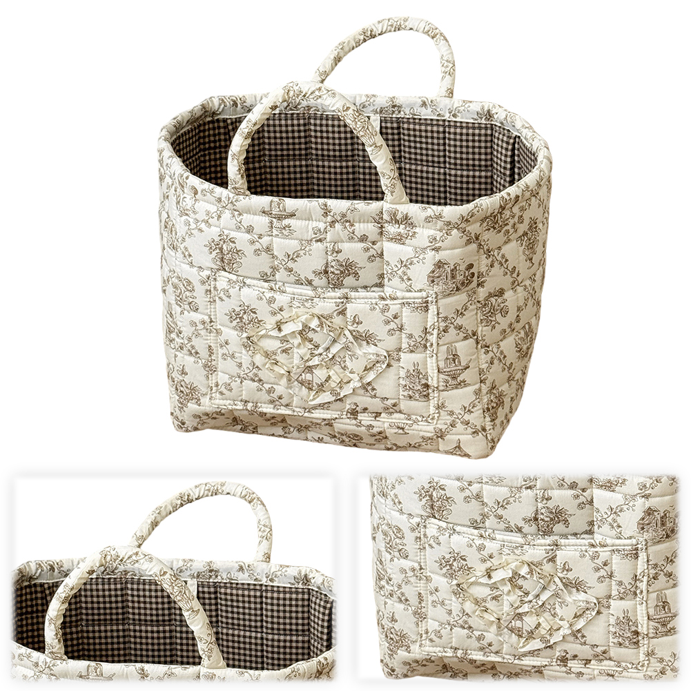 Home Decor You - Fabric Cloth Storage Basket with Handle