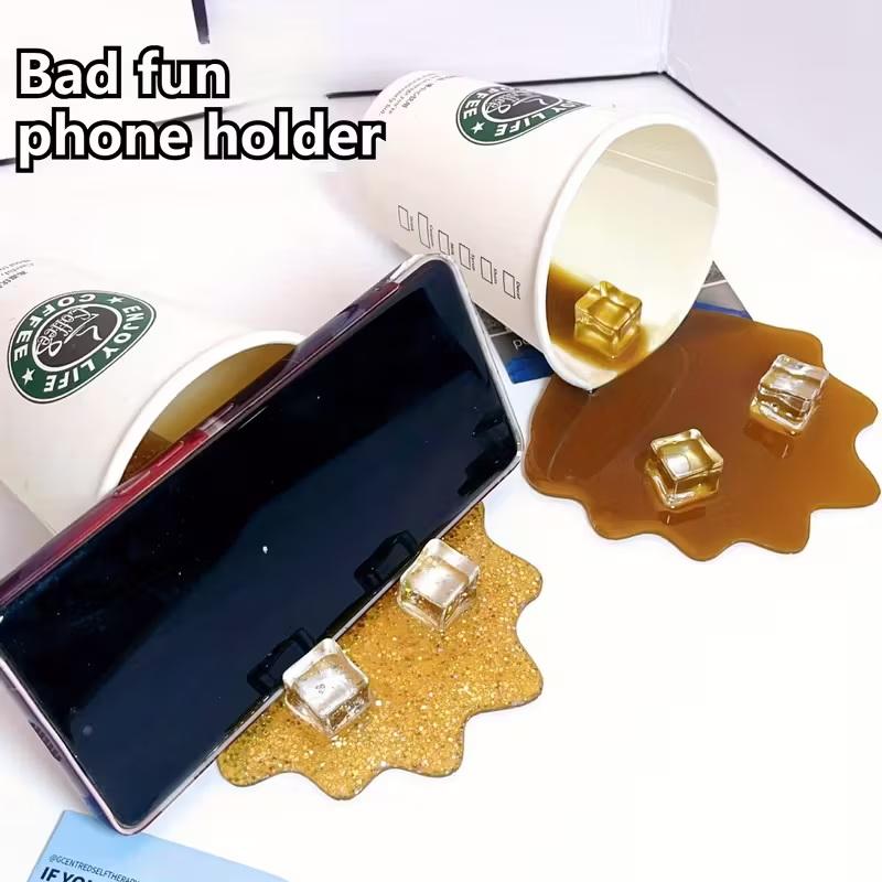 Home Decor Accessories - 【Beautiful】1pc Overturned Coffee CupPrank Phone Stand,