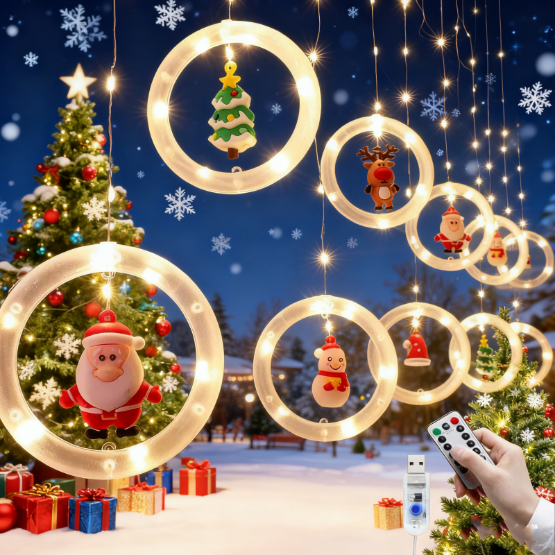String Curtain Light - LED Santa Claus Curtain Light Christmas