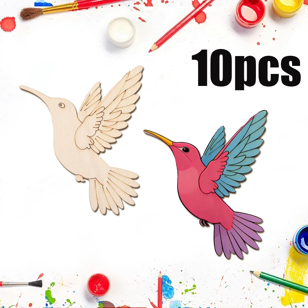 Home Decor You - 10pcs Unfinished Wood Animal Bird Cutouts,Wooden