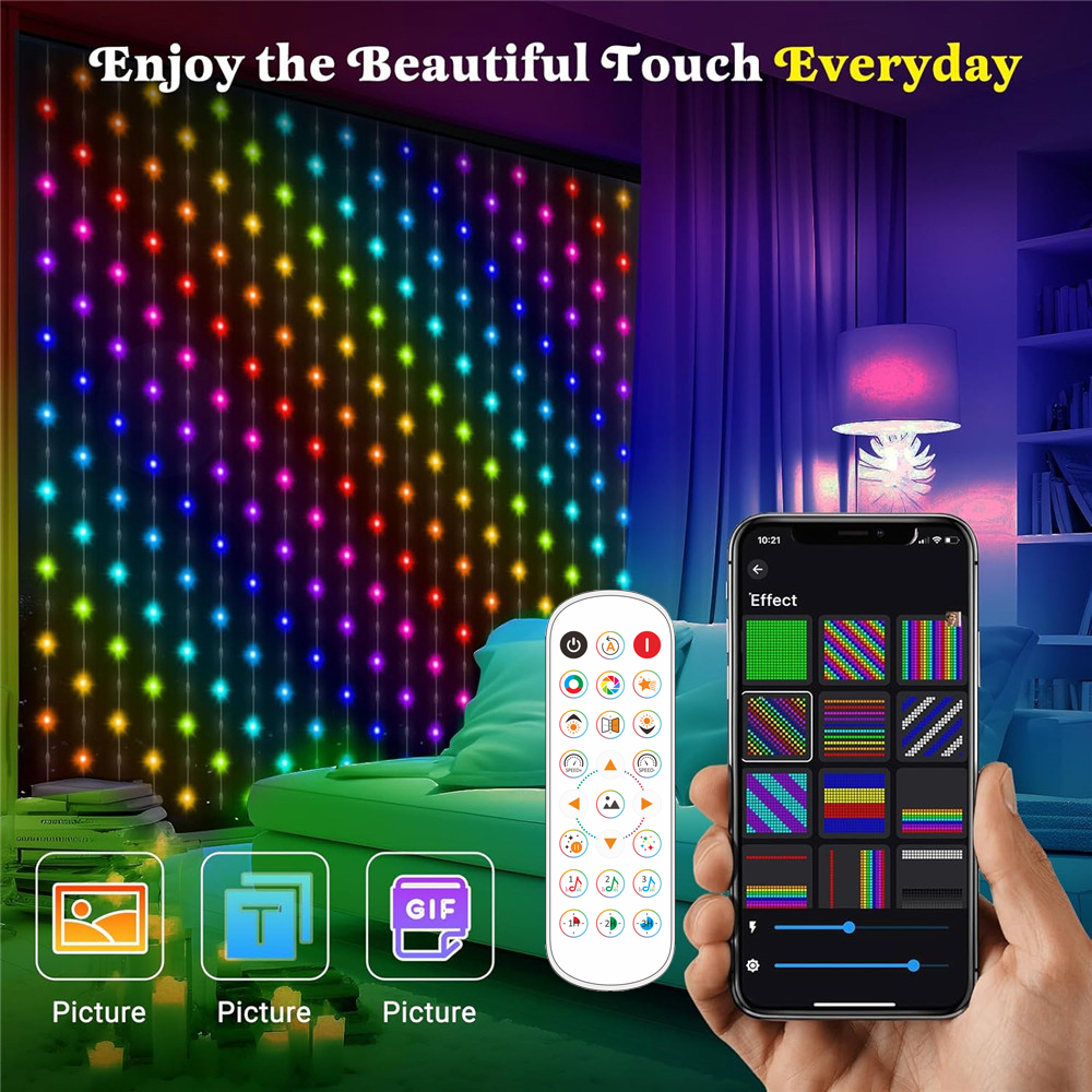 String Curtain Light - 1/2PCS 400LED Curtain Lights LED Smart