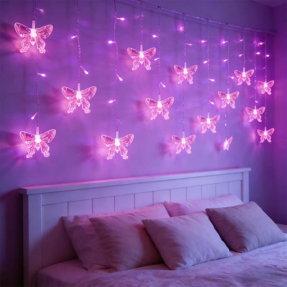 String Curtain Light - LED Butterfly Curtain String Lights with