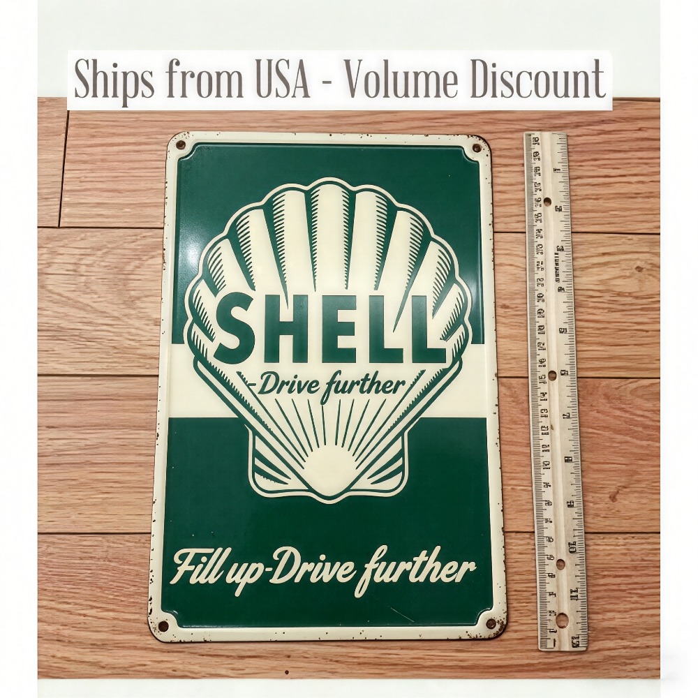 Home Decor Shop - Retro Shell Gas Station Metal Logo,