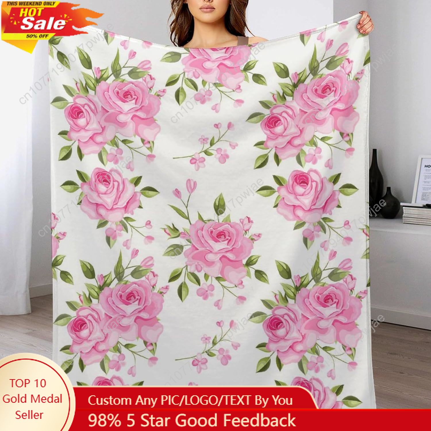 Pink Flower Throw Blanket Flor - Home Decor Luxury 리뷰 및 가격