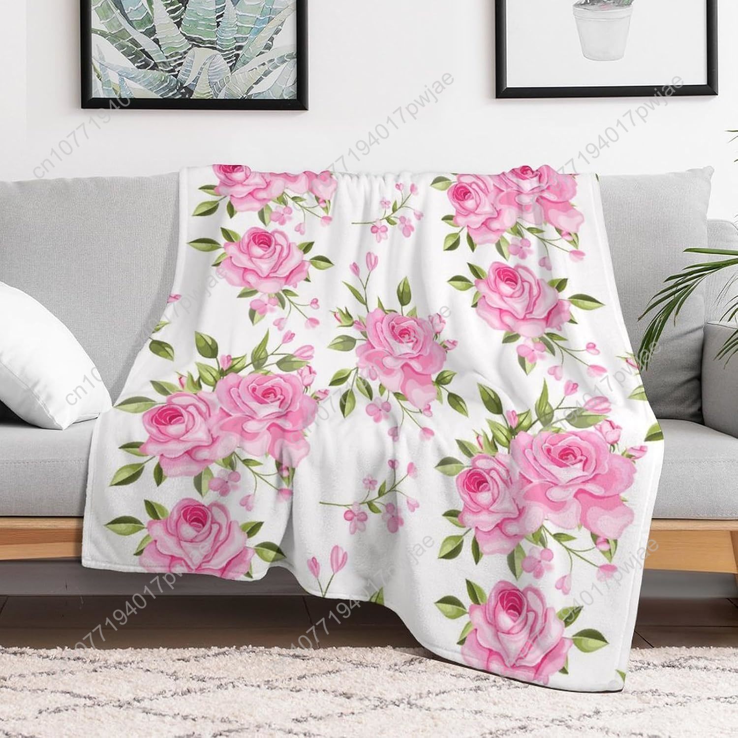 Pink Flower Throw Blanket Flor - Home Decor Luxury 리뷰 및 가격