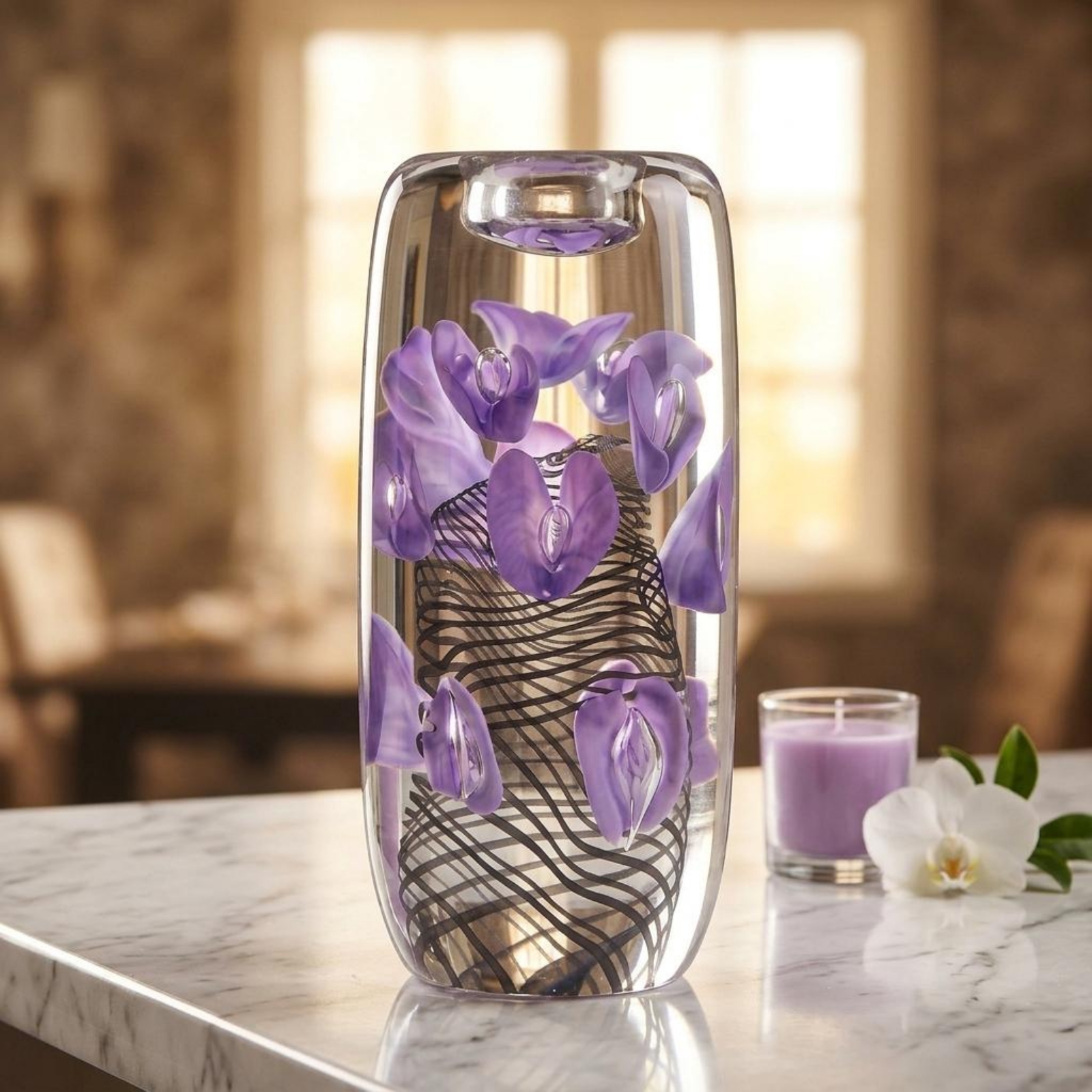 Violet Petal Glass Candle Hold - Home Decor Luxury 리뷰 및 가격