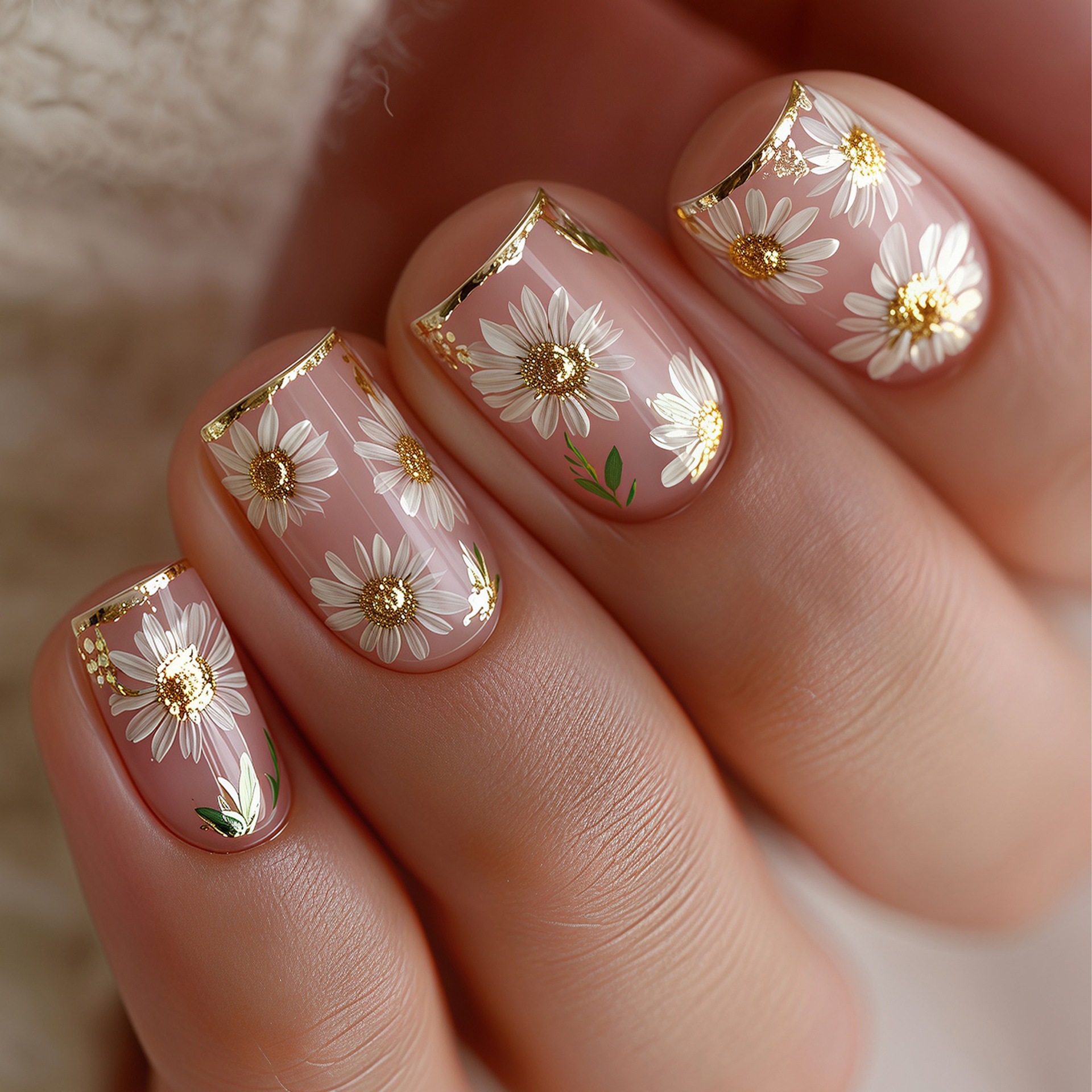 Short Square fake nails golden - Pressed Flower Frame 리뷰 및 가격