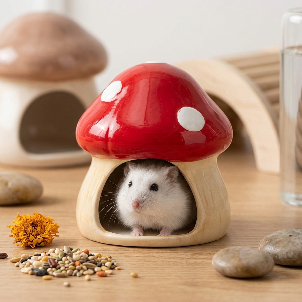Ceramic Mushroom Cave Hamster  - Home Decor Habitat 리뷰 및 가격